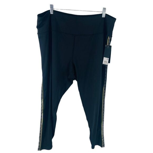 Bebe Sport Women's 4 Way Stretch Leggings NEW NWT Workout Gym Black Gold 3X - Picture 5 of 9